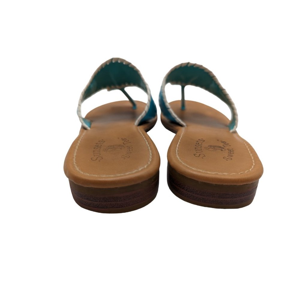 Sunsets Sweet Tea Women's Blue Slip On Flip Flops Sandals Size 8M - Picture 6 of 8